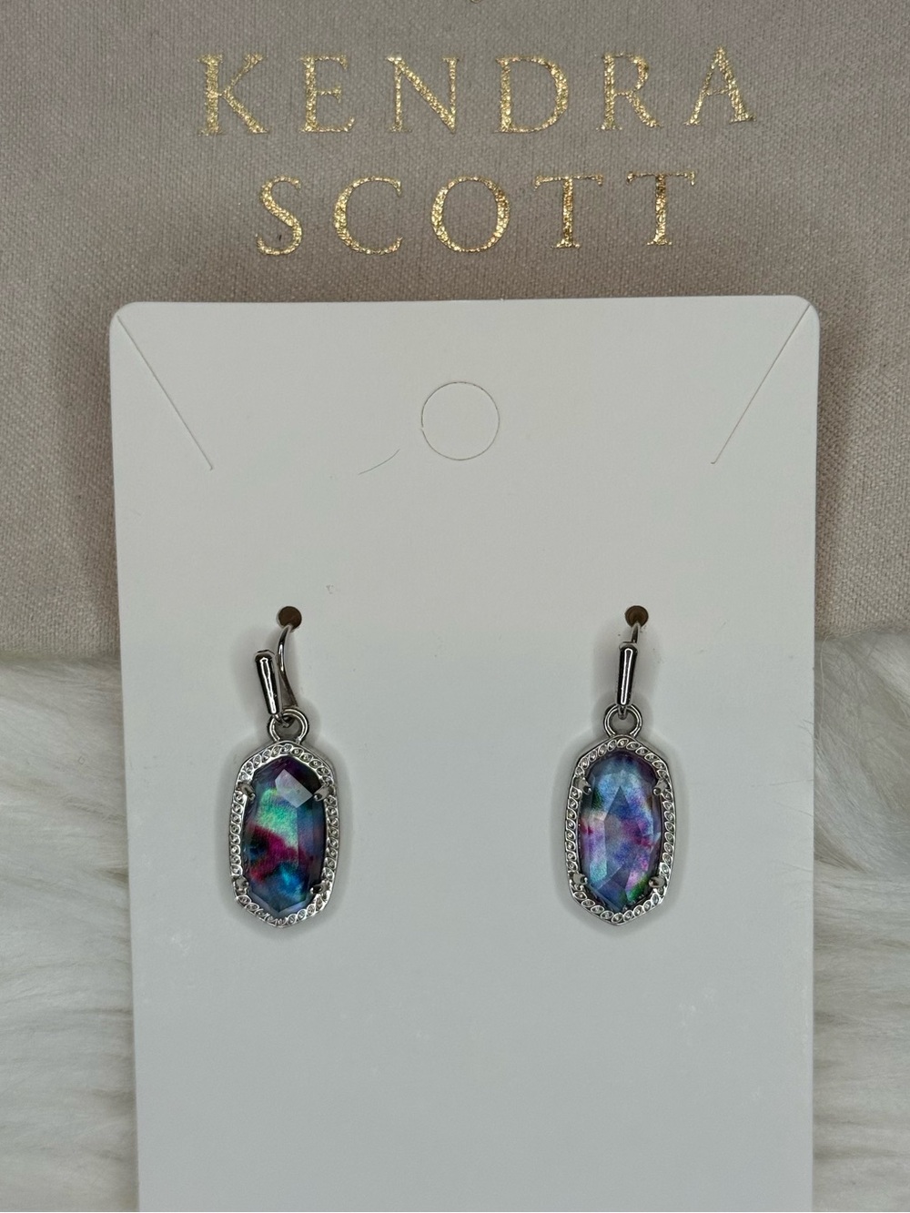 Kendra Scott Lee Silver Drop Earrings in Watercolor Illusion ✨ - Picture 6 of 16